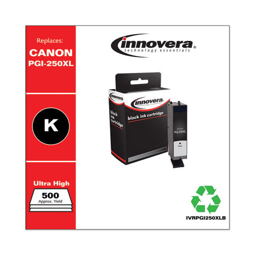 Image of Innovera® Remanufactured Black High-Yield Ink, Replacement for PGI-250XL (6432B001), 500 Page-Yield