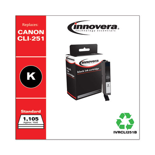 Image of Innovera® Remanufactured Black Ink, Replacement for CLI-251 (6513B001), 1,105 Page-Yield
