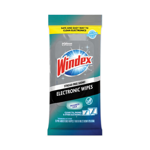 Image of Windex® Electronics Cleaner, 1-Ply, 7 x 10, Neutral Scent, White, 25 Wipes