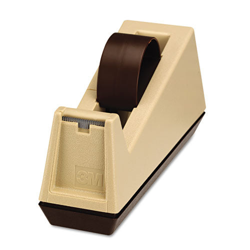 Image of Scotch® Heavy-Duty Weighted Desktop Tape Dispenser, 3" Core, Plastic, Putty/brown