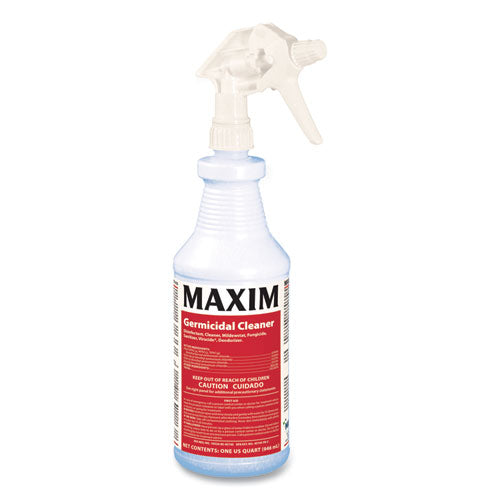 Image of Maxim® Germicidal Cleaner, Lemon Scent, 32 Oz Bottle, 12 Bottles And 1 Trigger Sprayer/carton