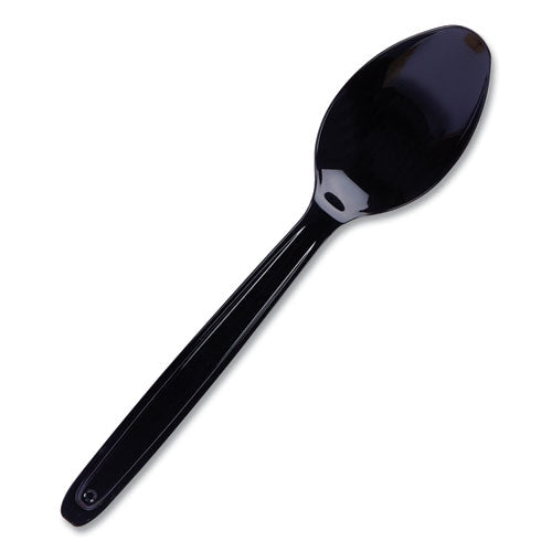 Image of WNA Cutlery for Cutlerease Dispensing System, Mediumweight Spoon, Plastic, Black, 960/Box
