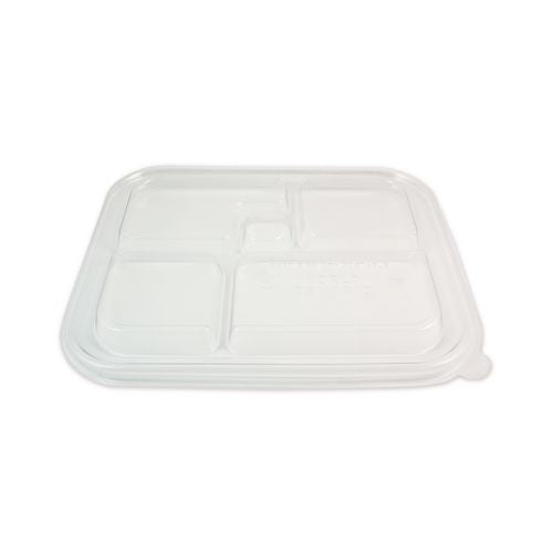 Image of World Centric® PLA Lids for Fiber Bento Box Containers, 12.1 x 9.8 x 0.8, Clear, Plastic, 300/Carton