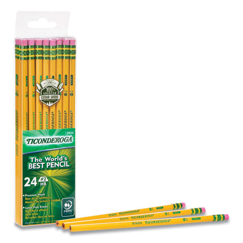Image of Ticonderoga® PENCILS, HB (#2), BLACK LEAD, YELLOW BARREL, 24/PACK
