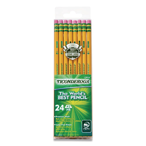 Image of Ticonderoga® PENCILS, HB (#2), BLACK LEAD, YELLOW BARREL, 24/PACK