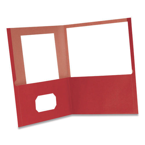 Image of Oxford Earthwise By Oxford 100% Recycled Paper Twin-Pocket Portfolio, 100-Sheet Capacity, 11 X 8.5, Red, 10/pack