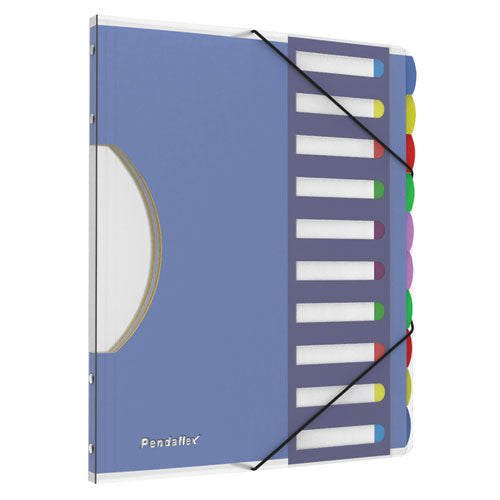 Image of Pendaflex® PileSmart Project Sorters, 0.75" Expansion, 10 Sections, Elastic Cord Closure, 1/10-Cut Tabs, Letter Size, Blue