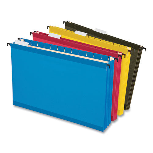 Image of Pendaflex® SureHook Hanging Pocket File, Legal Size, 1/5-Cut Tabs, Assorted Colors, 4/Pack