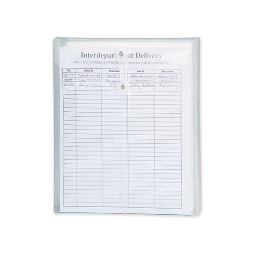 Image of Smead Poly String and Button Interoffice Envelopes, Open-End (Vertical), 9.75 x 11.63, Clear, 5/Pack