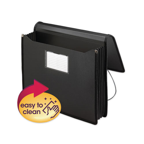 Image of Smead Poly Premium Wallets, 5.25" Expansion, 1 Section, Elastic Cord Closure, Letter Size, Black