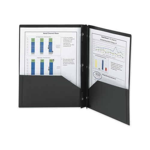 Image of Smead Poly Two-Pocket Folder With Fasteners, 180-Sheet Capacity, 11 X 8.5, Black, 25/box