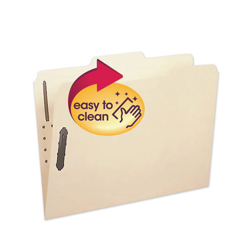 Image of Smead Poly Top Tab Fastener Folders, 0.75" Expansion, 2 Fasteners, Letter Size, Manila Exterior, 24/Box