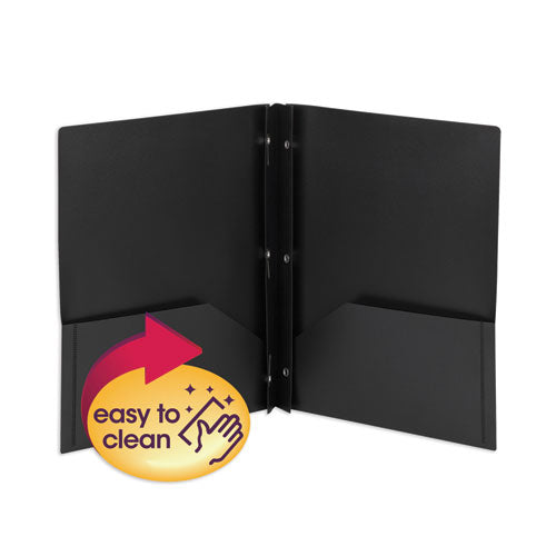 Image of Smead Poly Two-Pocket Folder With Fasteners, 180-Sheet Capacity, 11 X 8.5, Black, 25/box