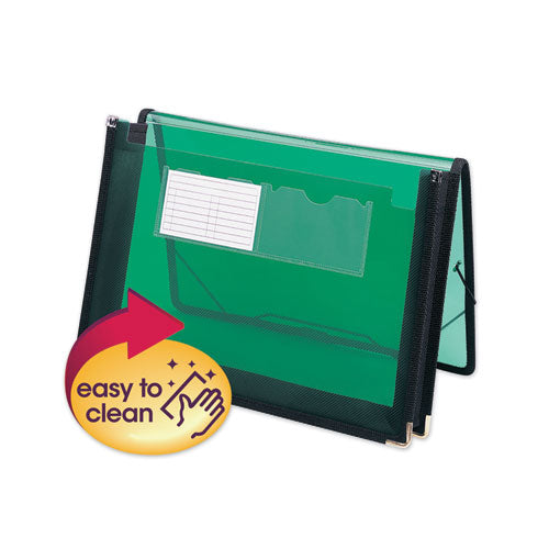 Image of Smead Poly Wallets, 2.25" Expansion, 1 Section, Elastic Cord Closure, Letter Size, Translucent Green