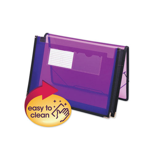 Image of Smead Poly Wallets, 2.25" Expansion, 1 Section, Elastic Cord Closure, Letter Size, Translucent Purple