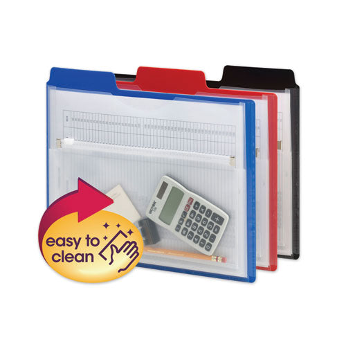 Image of Smead Poly Project Organizer With Zip Pouch, 2-Sections, 1/3-Cut Tab, Letter Size, Assorted Colors, 3/pack