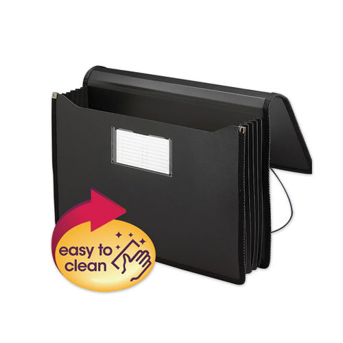 Image of Smead Poly Premium Wallets, 5.25" Expansion, 1 Section, Elastic Cord Closure, Legal Size, Black