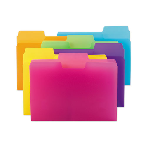 Image of Smead SuperTab Top Tab File Folders, 1/3-Cut Tabs: Assorted, Letter Size, 0.75" Expansion, Polypropylene, 18/Pack