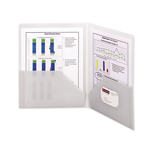Image of Smead Frame View Poly Two-Pocket Folder, 100-Sheet Capacity, 11 X 8.5, Clear/oyster, 5/pack