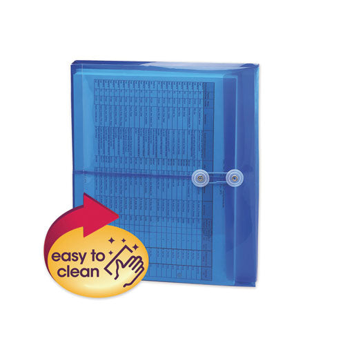 Image of Smead Poly String and Button Interoffice Envelopes, Open-Side (Horizontal), 9.75 x 11.63, Transparent Blue, 5/Pack