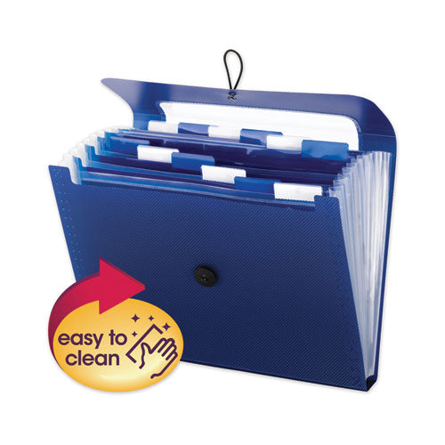 Image of Smead Step Index Organizer, 12 Sections, Cord/Hook Closure, 1/6-Cut Tabs, Letter Size, Navy