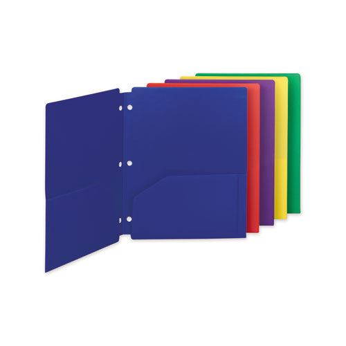 Image of Smead Poly Snap-In Two-Pocket Folder, 50-Sheet Capacity, 11 X 8.5, Assorted, 10/pack