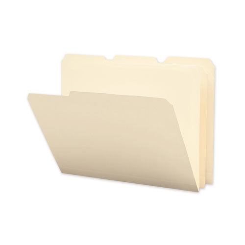 Image of Smead Poly Manila Folders, 1/3-Cut Tabs: Assorted, Letter Size, Manila, 12/Pack