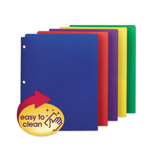 Image of Smead Poly Snap-In Two-Pocket Folder, 50-Sheet Capacity, 11 X 8.5, Assorted, 10/pack