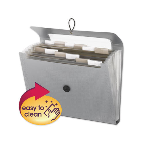 Image of Smead Step Index Organizer, 12 Sections, Cord/Hook Closure, 1/6-Cut Tabs, Letter Size, Silver