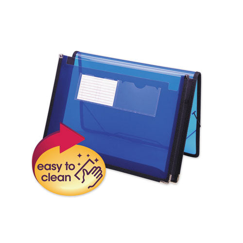 Image of Smead Poly Wallets, 2.25" Expansion, 1 Section, Elastic Cord Closure, Letter Size, Translucent Blue
