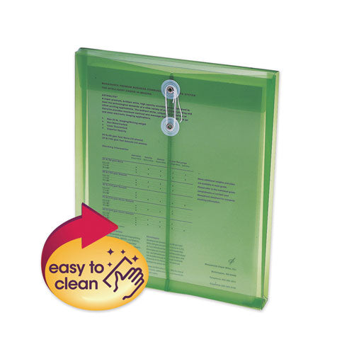 Image of Smead Poly String and Button Interoffice Envelopes, Open-End (Vertical), 9.75 x 11.63, Transparent Green, 5/Pack