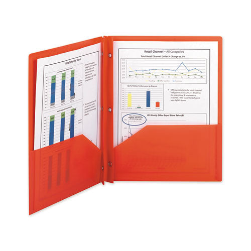 Image of Smead Poly Two-Pocket Folder With Fasteners, 180-Sheet Capacity, 11 X 8.5, Red, 25/box