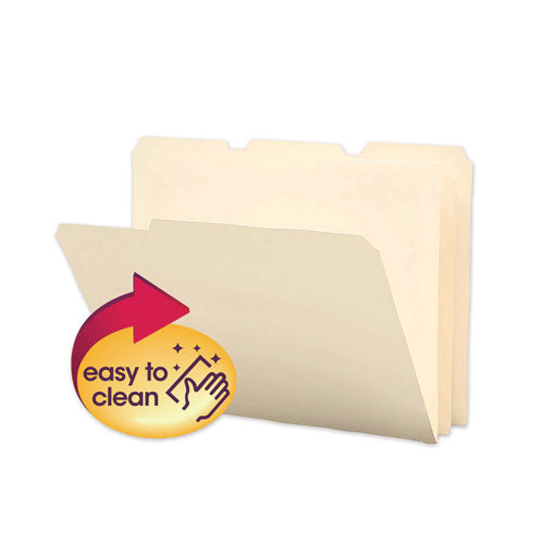 Image of Smead Poly Manila Folders, 1/3-Cut Tabs: Assorted, Letter Size, Manila, 12/Pack