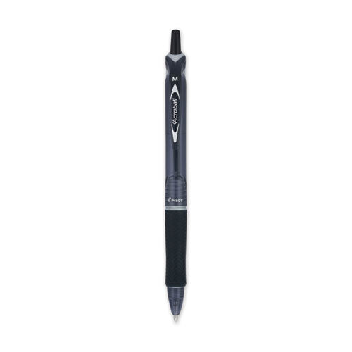 Image of Pilot® Acroball Colors Advanced Ink Hybrid Gel Pen, Retractable, Medium 1 mm, Black Ink, Smoke/Black Barrel, Dozen