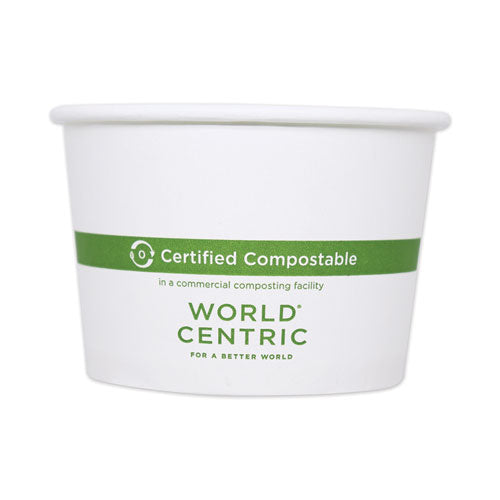 Image of World Centric® Paper Bowls, 8 oz, 3.5" Diameter x 2.3" h, White, 1,000/Carton