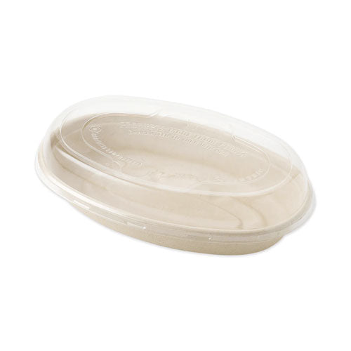 Image of World Centric® PLA Lids for Fiber Burrito Bowls, 9.7" Diameter, Clear, Plastic, 300/Carton