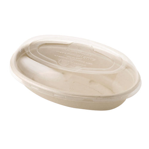 Image of World Centric® PLA Lids for Fiber Burrito Bowls, 8" Diameter, Clear, Plastic, 400/Carton