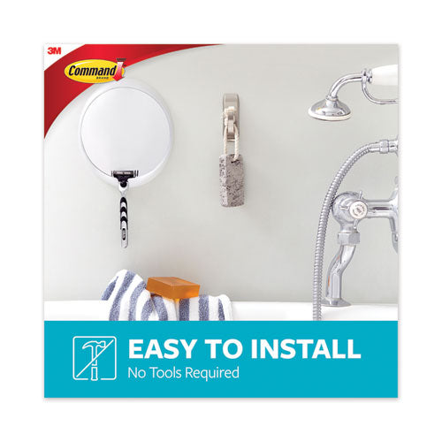 Image of Command Bath Hook, Large, Metal, Satin Nickel, 5 Lb Capacity, 1 Hook And 2 Strips
