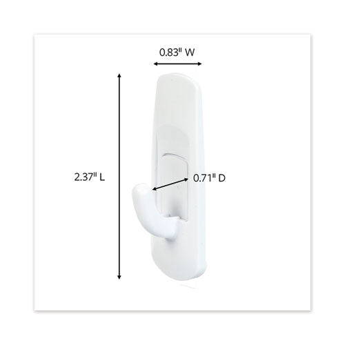 Image of Command General Purpose Hooks, Small, Plastic, White, 1 lb Capacity, 6 Hooks and 12 Strips/Pack