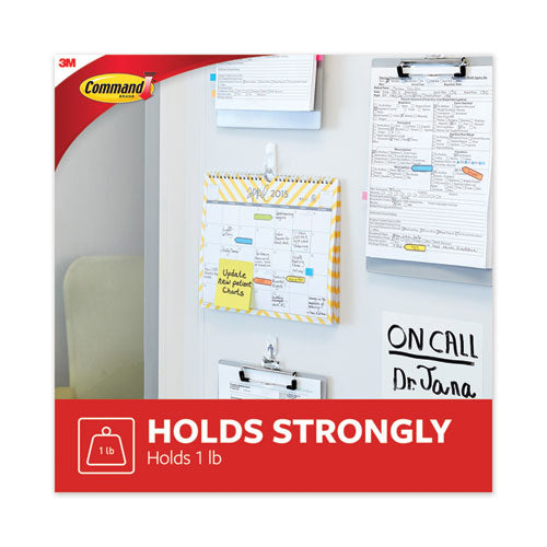Image of Command General Purpose Hooks, Small, Plastic, White, 1 lb Capacity, 6 Hooks and 12 Strips/Pack