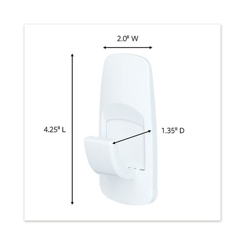 Image of Command General Purpose Hooks, Jumbo, Plastic, White, 7.5 lb Capacity, White, 1 Hook and 4 Strips
