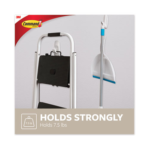 Image of Command General Purpose Hooks, Jumbo, Plastic, White, 7.5 lb Capacity, White, 1 Hook and 4 Strips