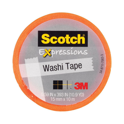 Image of Scotch® Expressions Washi Tape, 1.25" Core, 0.59" X 32.75 Ft, Orange