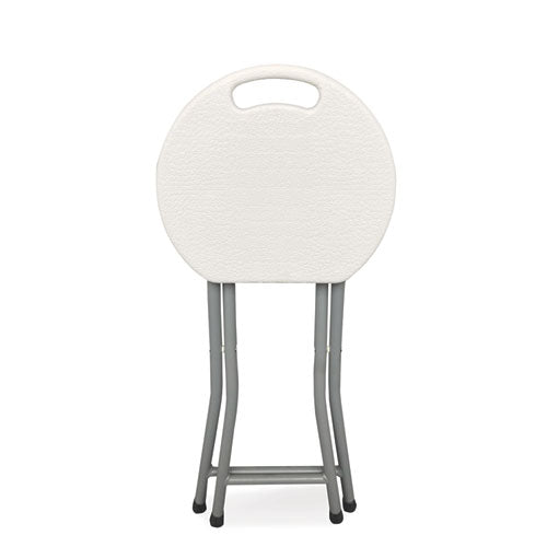 Image of Iceberg Rough n Ready Folding Stool, Backless, Supports Up to 300 lb, 18" Seat Height, White Seat, Charcoal Base, 4/Carton
