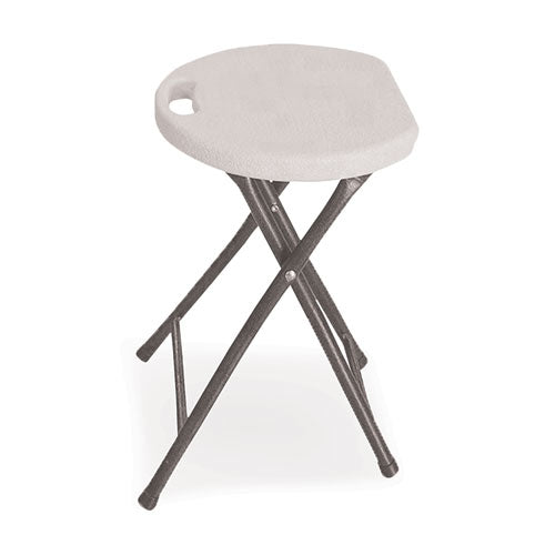 Image of Iceberg Rough n Ready Folding Stool, Backless, Supports Up to 300 lb, 26" Seat Height, White Seat, Charcoal Base, 4/Carton