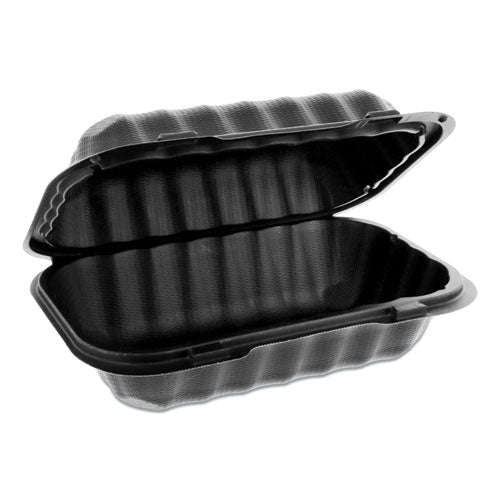 Image of Pactiv Evergreen EarthChoice SmartLock Microwavable MFPP Hinged Lid Container, 9 x 6 x 3.25, Black, Plastic, 270/Carton
