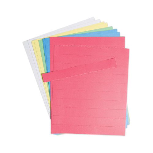 Image of U Brands Data Card Replacement Sheet, 8.5 x 11 Sheets, Perforated at 1", Assorted, 10/Pack