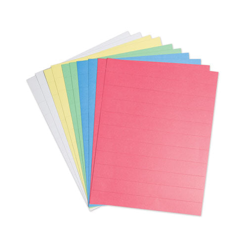 Image of U Brands Data Card Replacement Sheet, 8.5 x 11 Sheets, Perforated at 1", Assorted, 10/Pack