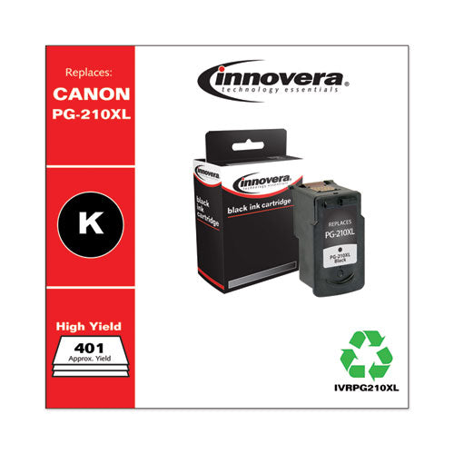 Image of Innovera® Remanufactured Black High-Yield Ink, Replacement for PG-210XL (2973B001), 401 Page-Yield