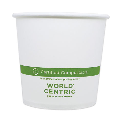 Image of World Centric® Paper Bowls, 24 oz, 4.4" Diameter x 4.4" h, White, 500/Carton